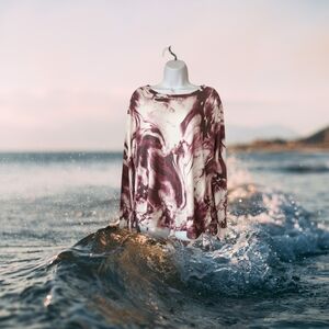 The Sweatshirt Project Pullover Purple Marbel Print. Drawstring Sides. Size L